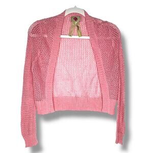 Girls Moe Clothing Pink Open Knitted Cardigan Sweater Medium